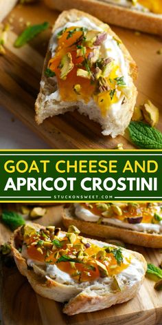 Treat your guests to creamy, tangy, and sweet goat cheese crostini! This goat cheese appetizer is a crowd-pleasing bite that combines rich cheese with a burst of flavor. One of the best holiday appetizers and simple game day recipes that you don't want to miss! Kids Food Recipes, Cheese Crostini, Appetizer Easy, Goat Cheese Crostini, Goat Cheese Appetizer, Crostini Appetizers, Chicory Recipe, Cheese Appetizer, Goat Cheese Recipes