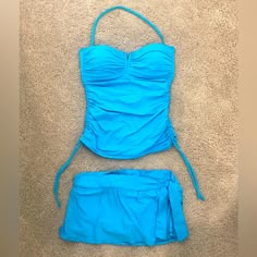 2-Piece Set. Bandini And Bikini With Tags. Skirted Hipster Is New Without Tags. Aqua Blue/Island Blue. Like New. Worn Once. From Smoke, Free, Pet Free Home. Matching Shirred Bikini Hipster Also For Sale. Cute Bathing Suits With Shorts, Boy Short Swimsuit Bikinis, Blue Bathing Suit Aesthetic, 2000s Swimsuit, 2000s Swimwear, 2000s Bikinis, Swimsuits Skirt, Modest Swimming Suits, Y2k Swimwear