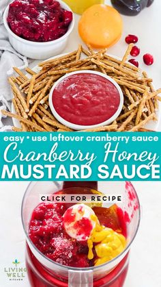 Make a delicious Cranberry Honey Mustard Sauce using leftover cranberry sauce as a tasty dipping sauce or marinade for chicken or turkey. Don't waste your Thanksgiving leftovers. Instead, make a tasty, festive dipping sauce or marinade. This Cranberry Honey Mustard Sauce recipe helps you avoid eating tired leftovers or wasting your food. Gluten free, dairy free, vegetarian recipe. Thanksgiving recipes, anti inflammation diet, heart healthy recipes, winter recipes, Christmas party recipes