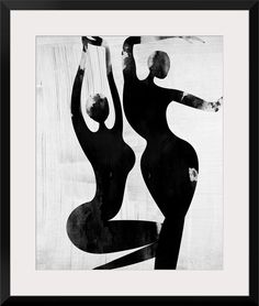 black and white painting of two women dancing