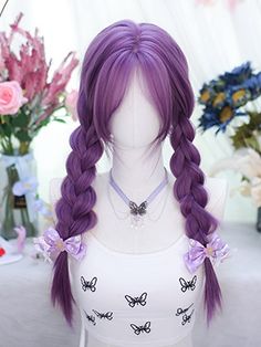 Transform your look with our stunning purple long straight synthetic wig, featuring chic curtain bangs. This high-quality wig boasts a rich, vibrant purple hue that adds a bold, fashionable statement to any outfit. The long, sleek strands are crafted from premium synthetic fibers, ensuring a natural appearance and soft texture. The curtain bangs frame your face beautifully, providing a touch of elegance and modern style. Perfect for cosplay, themed parties, or simply elevating your everyday look Layers Wig, Deep Purple Hair, Anime Hair Color, Cool Hair Designs, Purple Wig, Cosplay Hair, Kawaii Hairstyles, Anime Hair, Pretty Hair Color