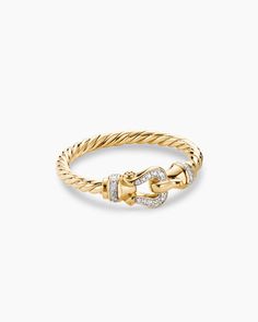 David Yurman | Petite Buckle Ring in 18K Yellow Gold with Diamonds, 2mm Fantasy Earrings, David Yurman Ring, Buckle Ring, Snake Jewelry, Snake Earrings, Jewelry Lookbook, Trendy Earrings, Cute Bracelets, Jewelry Inspo