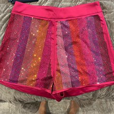 Bedazzled Pink Shorts Never Worn Color Shorts, Pink Shorts, Pink Red, Multi Colored, Womens Sizes, Womens Shorts, Red, Pink, Women Shopping