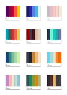 the color palettes are all different colors