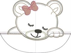 a teddy bear with a pink bow on it's head is shown in the shape of a circle