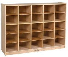 a wooden shelf with twelve cubby sections