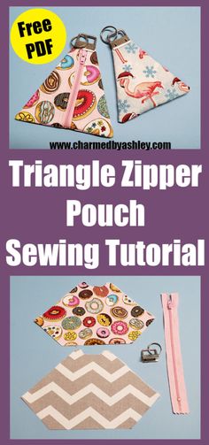 the triangle zipper pouch sewing pattern is shown