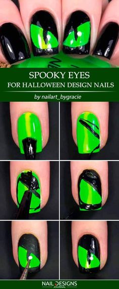 Easy Halloween Nails, Halloween Nails Designs, Easy Halloween Nails Design, Halloween Nail Art Tutorial, Diy Nails Easy, Halloween Nail Art Easy, Halloween Nails Diy, Halloween Nails Easy, Eye Nail Art