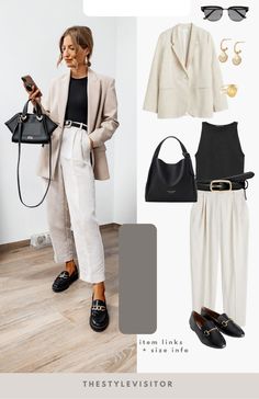 Loafers Formal Outfit Women, Office Outfit With Blazer, Work Outfit Chunky Loafers, How To Style Womens Loafers, Office Loafers Work Outfits, Office Workwear Women, Chunky Loafers Office Outfit, Work Outfits Loafers, Business Casual With Loafers