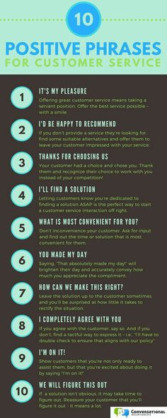 the top 10 positive phrases for customer service customers infographics and tips on how to use them