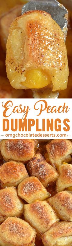 easy peach dumplings with cinnamon sugar on top