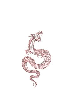 a drawing of a red dragon on a white background