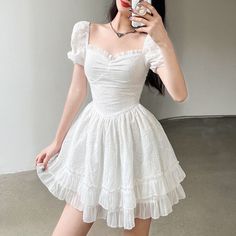 Material: cotton blend; Size: S-L Zuko Avatar, Beach Dresses Casual, Ruffle Summer Dress, Pretty Little Dress, Dresses Graduation, French Dress, White Sundress, Cottagecore Dress, Mini Dresses Online