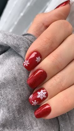 Christmas Shellac Nails, Red And White Nails, Nail Art Designs Summer, Red Nail Designs, Cute Nail Art