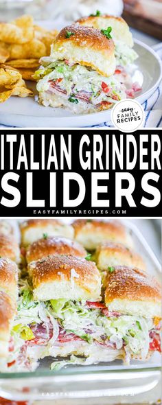 the italian grinder sliders are loaded with meat, cheese and lettuce