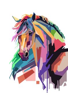 a colorful horse's head on a white background