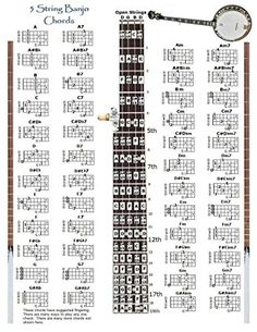 a guitar chords chart with an instrument on it