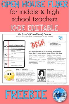 an open house flyer for middle and high school teachers to help students learn how to use the