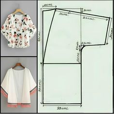 an image of a sewing pattern for a top with fringes and flowers on it