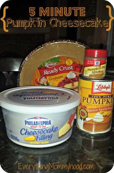 the ingredients for pumpkin cheesecake are shown