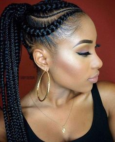 Corn Row Braids Black Women Ponytail, Pretty Ponytail, Ghana Braid Styles, Cornrow Designs, Ghana Braids Hairstyles, Gorgeous Braids, Twisted Hair, Braided Hairdo, Ghana Braids