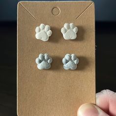 Handmade By Me Out Of Polymer Clay! Never Worn, Brand New! Clay Paw Print, Bridal Diamond Ring, Mint Green Flowers, Paw Print Earrings, Seashell Earrings, Moon And Star Earrings, Swirl Earrings, Minimalist Studs, Real Turquoise