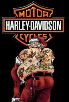 harley davidson christmas card with santa clause on his chest and the words motor harley davidson cycles