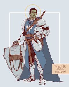 Torbjorn Fanart, Dnd Researcher, Paladin Dnd Character Design, Dnd Paladin Character Design, Cleric Character Design, Paladin Dnd, Orc Armor