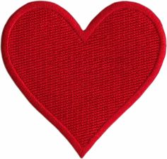 a red heart shaped patch on a white background