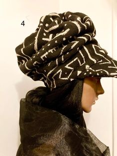 Slouchy hat Authentic Mali Mudcloth Cotton lining or satin/stretch taffeta lining One size Elastic at back to accommodate various head/hair sizes African Headwear, African Head Dress, Afrocentric Style, Headwrap Hairstyles, African Hats, African Skirts, Crazy Hats, Head Dress, Head Gear