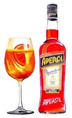 Aperol Bottle, Cocktail Illustration, Bottle Drawing, Pen Illustration, Coloring Markers, Aperol Spritz, Amazing Art Painting, Edible Art