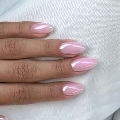 Pink Chrome Nails Aesthetic, Base Pink Nails, Baby Pink Glazed Nails, Glassy Pink Nails, Pink Jelly Glaze Nails, Light Pink Glazed Nails, Glaze Nails Pink, Pink Nude Chrome Nails, How To Get Rid Of Hang Nails