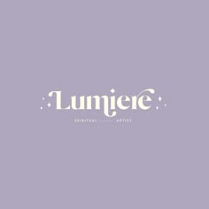 the word lumiere written in white on a purple background