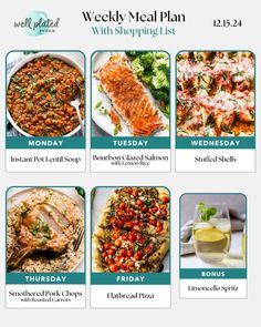 the weekly meal plan with shopping list