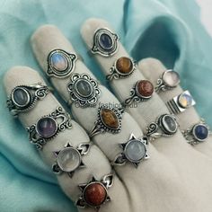 Opaite & Mix Gemstone 925 Sterling Silver Plated Handmade Ring 25 Pcs - Walmart.com Earthy Rings, Unique Ring Designs, Earthy Jewelry, Vintage Jewellery Rings, Rings Rings, Chunky Jewelry, Authentic Jewelry, Funky Jewelry, Handmade Rings