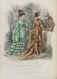 Le Moniteur de la Mode 1874 1874 Fashion, Bustle Dresses, 1899 Fashion, Victorian Illustration, Victorian Dresses