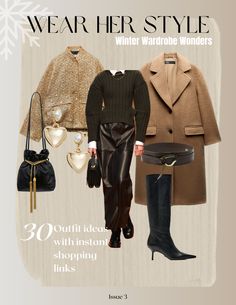 "Introducing our winter wardrobe fashion ebook: 30 Stylish Outfit Ideas with Instant Shopping Links\" ❄️✨. Dive into the season's trends with meticulously curated winter outfits, blending comfort and style seamlessly. This ebook is your passport to a winter wardrobe transformation, featuring 30 carefully crafted ensembles that embrace the cozy essence of the season ☕️🧣. Why You Should Get It? Explore the diversity of styles, from casual chic to elegant glam, all in one place 👗👠. Discover the perfect blend of medium-range to higher-range brands, handpicked for their quality and fashion-forward designs. Each outfit idea is paired with instant shopping links, allowing you to effortlessly bring these looks to life.  How It Helps You? This ebook is not just a collection of outfits; it's a gu Winter Mode Outfits, Wardrobe Fashion, 30 Outfits, Winter Fashion Outfits Casual, Practice Outfits, Trendy Fall Outfits, Stylish Outfit, Winter Mode, Wardrobe Style