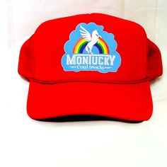 MONTUCKY COLD SNACKS Pride Trucker Hat Red Snapback Montana Cap Beer This MONTUCKY COLD SNACKS Pride Trucker Hat in Red is the perfect addition to any wardrobe. With an adjustable snap-back closure, this hat is suitable for all head sizes. The bright red color and solid pattern make it a bold and eye-catching accessory. The hat features a canvas fabric type and is made from durable polyester material, ensuring long-lasting wear. The Pride, LGBT, and Beer themes make it a great statement piece fo Cold Snacks, Beer Theme, The Pride, Snap Backs, Solid Pattern, Bright Red, Running Errands, Polyester Material, Red Color