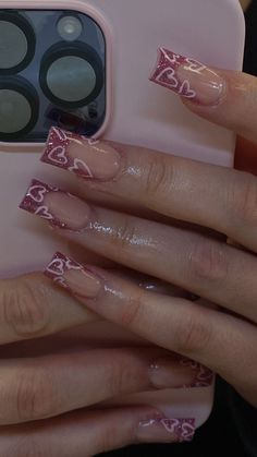 Sparkly French Nails, Nails With White Hearts, Glitter Frenchies, Valentine Nails Pink, Nails With White, Vday Nails, Nail Designs Valentines, Cute Acrylic Nail Designs