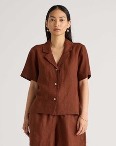 Quince Tops, Classic Blouses, Short Sleeve Shirt Women, Wide Leg Linen Pants, Linen Short, European Linens, Linen Shorts, Linen Clothes, Linen Women