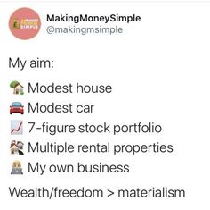 a tweet with the words making money simple on it and an image of a house