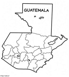 outline map of guatemala with the capital and country name in black on a white background