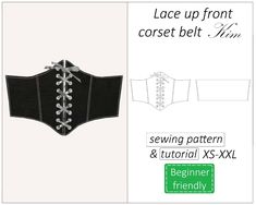 Corset belt sewing pattern PDF, corset pattern with detailed step by step tutorial (illustrated). Available in English. Sizes: XS-XXL Instant download. Printable pattern and detailed tutorial illustrated with pictures. You don't have to wait until I send you the file as it is sent immediately and automatically right after the purchase! You can print the pattern at your local copy shop or print at home (A4 sized paper). Materials and tools required: 1. Sewing machine 2.Fabric: 115 x 25 cm/45 x 10 inches (Wash and iron the fabric before sewing!) (You can use any fabric that you like: cotton, satin, any dress fabrics, denim, leather etc.) 3.Lining (the same amount as fabric) 4.Interfacing (the same amount as fabric) 5.Boning  6.Threads which color fits the fabric 7. Printed templates (look th Corset Belt Tutorial, Free Corset Belt Pattern, Belt Corset Pattern, Corset Belt Pattern Free, Homemade Corset, Corset Belt Diy, Corset Belt Sewing Pattern, Diy Corset Belt, Corset Belt Pattern