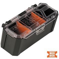 an open plastic tool box filled with tools