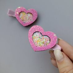 Glitter heart hair clip , Valentines Hair Clip shaker. Adult or toddler hair clips. Valentines Hair, Valentine Hair, Pink Hair Clips, Toddler Hair Clips, Heart Hair, Cute Box, Fluffy Hair