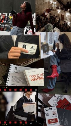 a collage of photos with people in the background and text that reads public writing