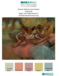 an image of three ballerinas in pastel tones with the words, sherylin williams color palette