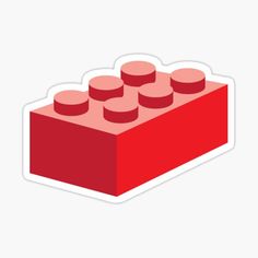 a red lego block sticker on a white background