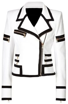 Luxury Women's Outerwear For Biker Events, Luxury Women's Leather Streetwear Jacket, Luxury Women's Motorcycling Outerwear, White Leather Jacket, Leather Jacket Style, Couture Mode, Biker Leather, Leather Jacket Black, Black Women Fashion