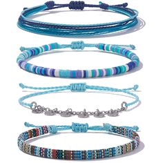 PRICES MAY VARY. Made with a continuous band of clay bead discs, this colorful design is easy to put on and off. With a bold silver chain and dangling coin charms, it adds the perfect amount of sparkle to days spent in the sun. Brighten up your summer wardrobe with our stackable cloth anklet, a vibrant way to liven up any look. Every stretch anklet is handmade by waterproof string. Go surf, snowboard, or even take a shower with them on. Adjustable Slipknot: For anklet big, or anklet loose, simpl